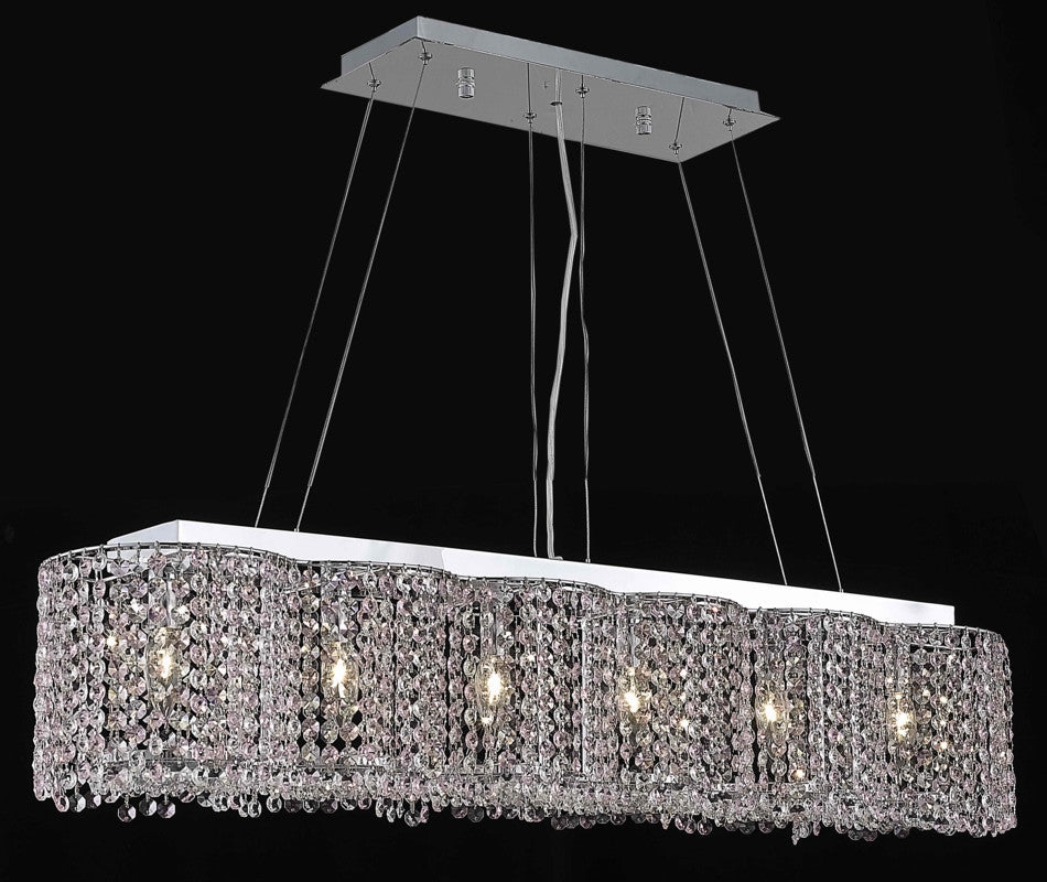 C121-1295D40C-GT/RC By Elegant Lighting Moda Collection 6 Light Chandeliers Chrome Finish