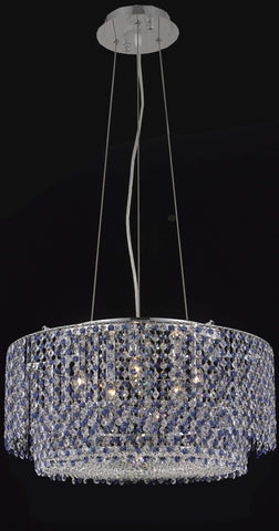 C121-1298D24C-LP/RC By Elegant Lighting Moda Collection 5 Light Chandeliers Chrome Finish