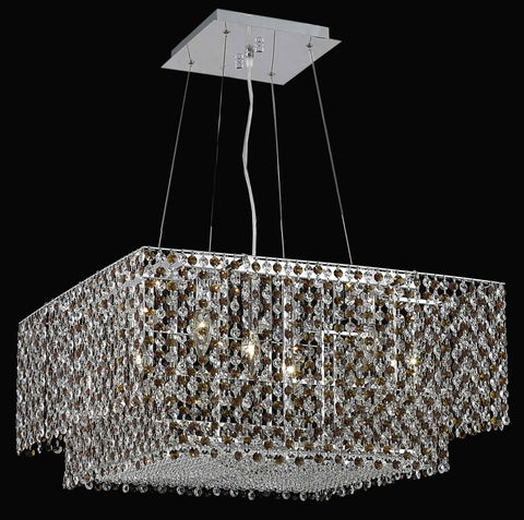 C121-1299D24C-GT/RC By Elegant Lighting Moda Collection 4 Light Chandeliers Chrome Finish