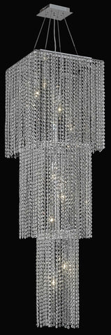 C121-1299G54C-LP/RC By Elegant Lighting Moda Collection 9 Light Chandeliers Chrome Finish