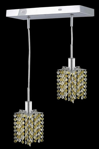 C121-1382D-O-P-GT/RC By Elegant Lighting Mini Collection 2 Light Pendants Chrome Finish