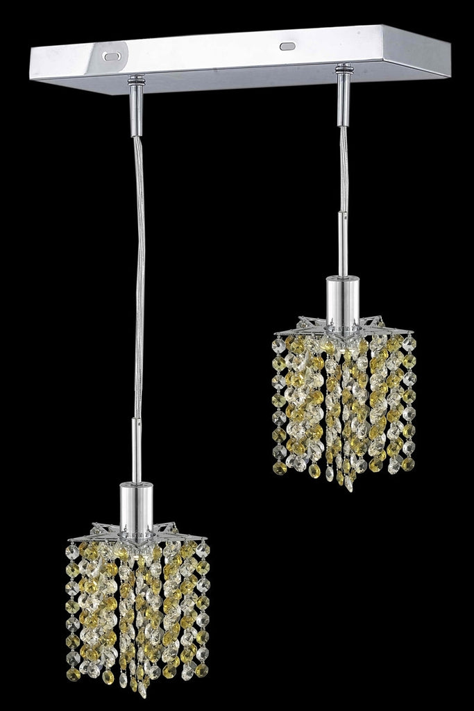 C121-1382D-O-P-JT/RC By Elegant Lighting Mini Collection 2 Light Pendants Chrome Finish