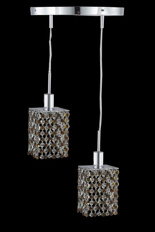 C121-1382D-R-S-GT/RC By Elegant Lighting Mini Collection 2 Light Pendants Chrome Finish