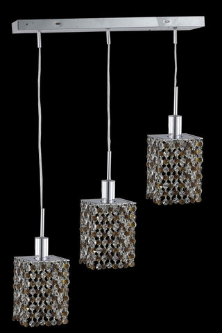 C121-1383D-O-S-TO/RC By Elegant Lighting Mini Collection 3 Light Pendants Chrome Finish