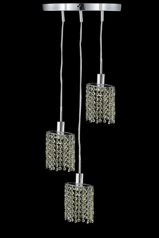 C121-1383D-R-E-BO/RC By Elegant Lighting Mini Collection 3 Light Pendants Chrome Finish