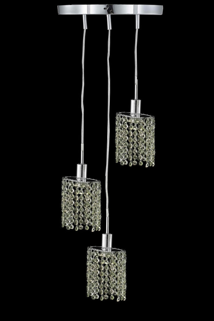 C121-1383D-R-E-RO/RC By Elegant Lighting Mini Collection 3 Light Pendants Chrome Finish