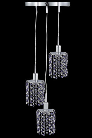 C121-1383D-R-R-JT/RC By Elegant Lighting Mini Collection 3 Light Pendants Chrome Finish