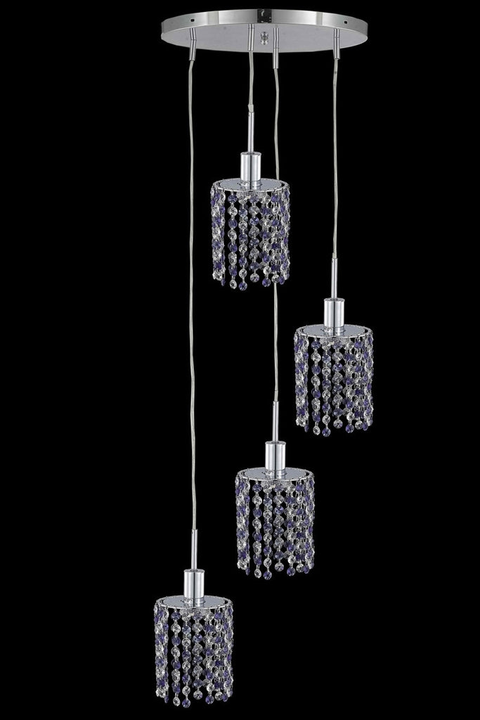 C121-1384D-R-R-GT/RC By Elegant Lighting Mini Collection 4 Light Chandeliers Chrome Finish