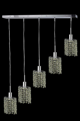 C121-1385D-O-E-LP/RC By Elegant Lighting Mini Collection 5 Light Chandeliers Chrome Finish