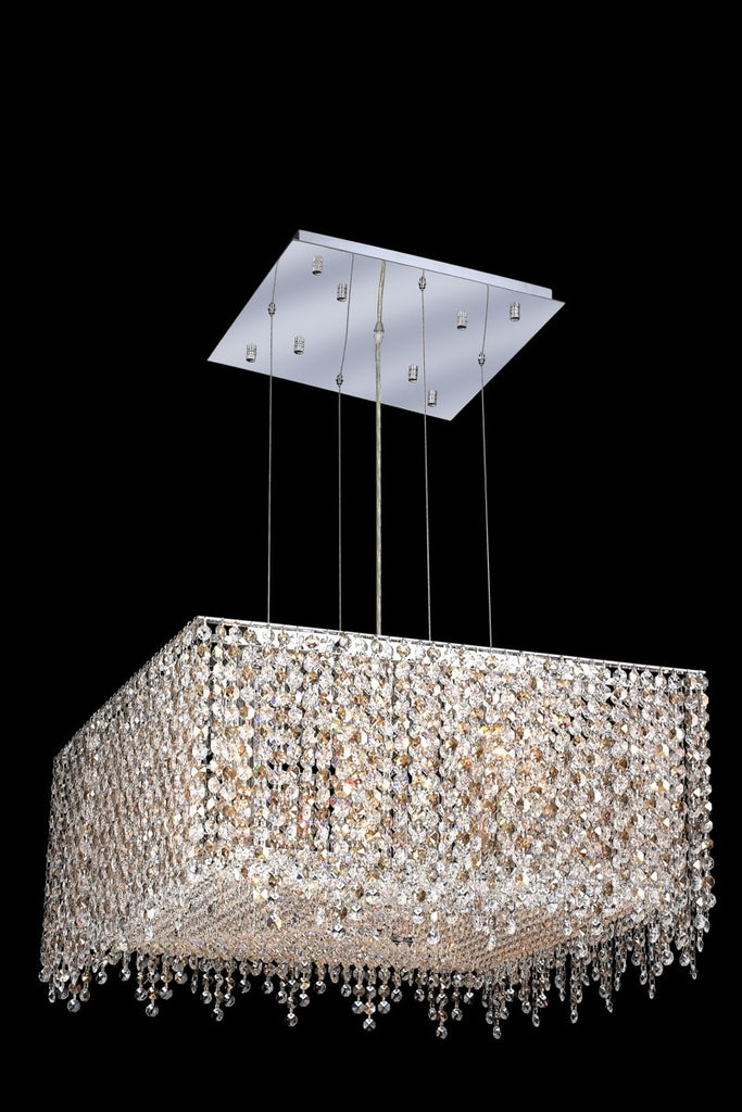 C121-1394D22C-BO/RC By Elegant Lighting Moda Collection 9 Light Chandeliers Chrome Finish