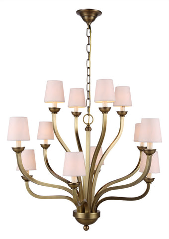 C121-1400D34BB By Elegant Lighting - Vineland Collection Burnished Brass Finish 12 Lights Pendant lamp