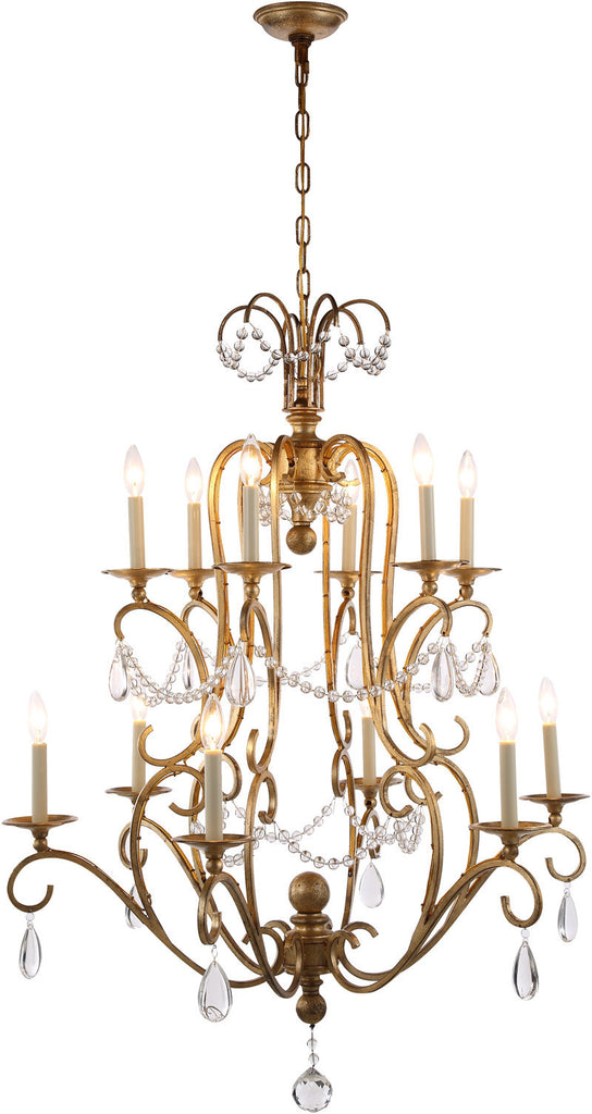 C121-1420D33GI By Elegant Lighting - Sarina Collection Golden Iron Finish 12 Lights Pendant Lamp