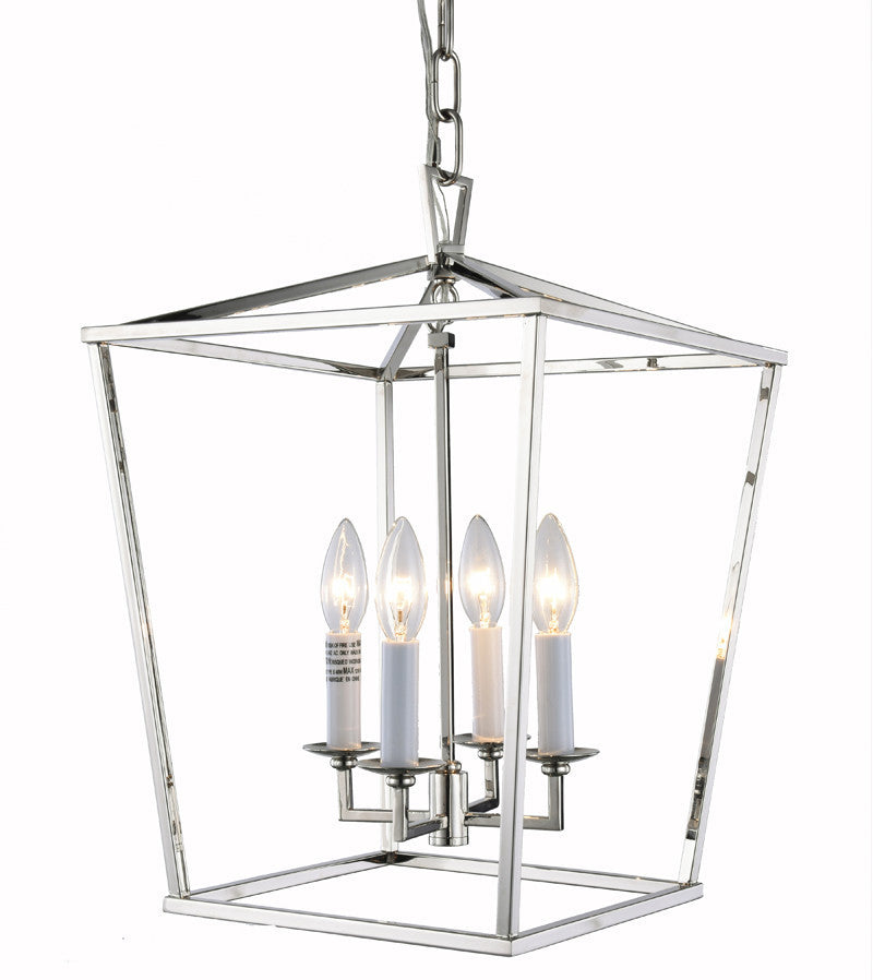 C121-1422D12PN By Elegant Lighting - Denmark Collection Polished Nickel Finish 4 Lights Pendant Lamp
