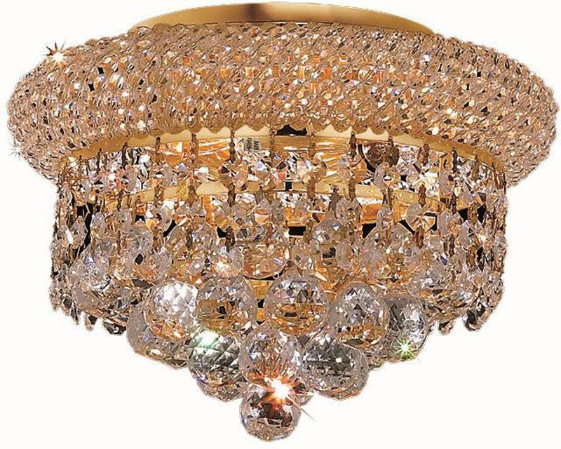 ZC121-V1800F10G/EC By Elegant Lighting - Primo Collection Gold Finish 3 Lights Flush Mount