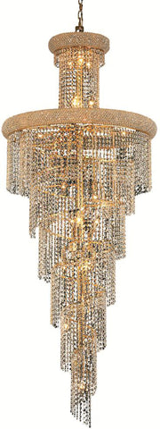 ZC121-V1800SR30G/EC By Elegant Lighting - Spiral Collection Gold Finish 28 Lights Foyer/Hallway