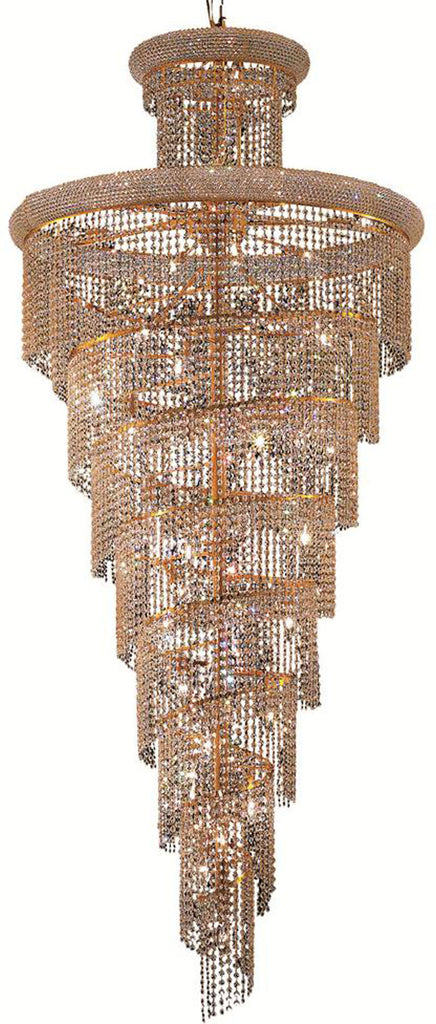 ZC121-V1800SR36G/EC By Elegant Lighting - Spiral Collection Gold Finish 32 Lights Foyer/Hallway