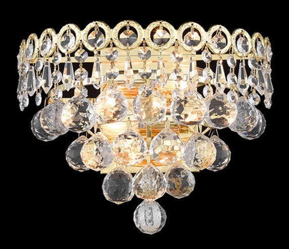 C121-1901W12G/RC By Elegant Lighting Century Collection 2 Light Flushmount Gold Finish