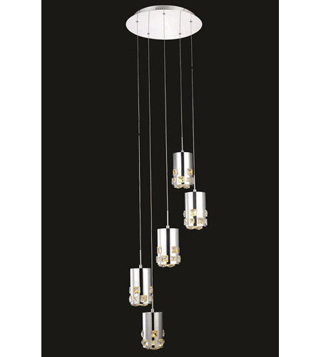 C121-2055D5R/RC By Elegant Lighting Broadway Collection 5 Light Pendant Chrome Finish