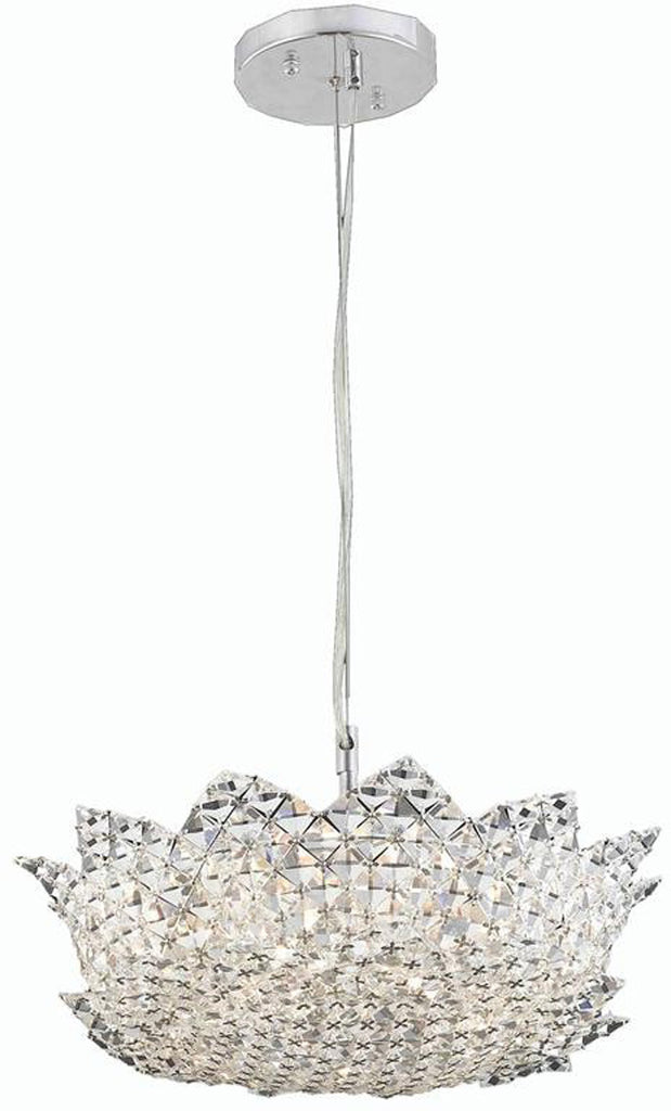 C121-2083D16C/EC By Elegant Lighting - Lotus Collection Chrome Finish 6 Lights Pendant Lamp