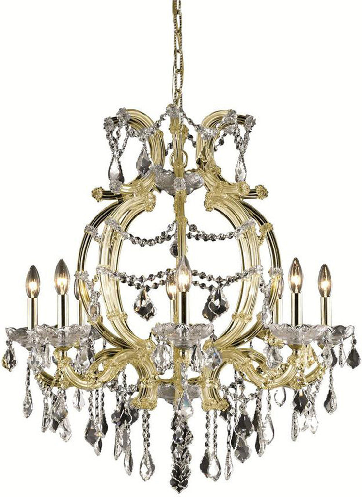 C121-2800D28G/RC By Elegant Lighting Maria Theresa Collection 8 Light Dining Room Gold Finish