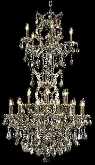 C121-2800D30SGT-GT/RC By Elegant Lighting Maria Theresa Collection 25 Light Chandeliers Golden Teak Finish