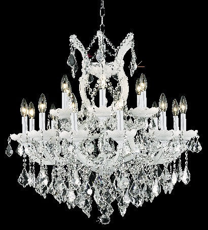 C121-2800D30WH/RC By Elegant Lighting Maria Theresa Collection 19 Light Chandeliers White Finish