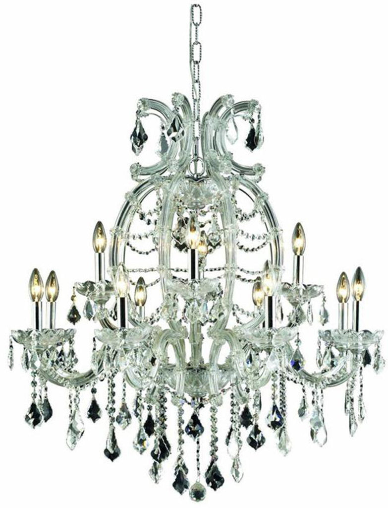 C121-2800D33C/RC By Elegant Lighting Maria Theresa Collection 12 Light Dining Room Chrome Finish