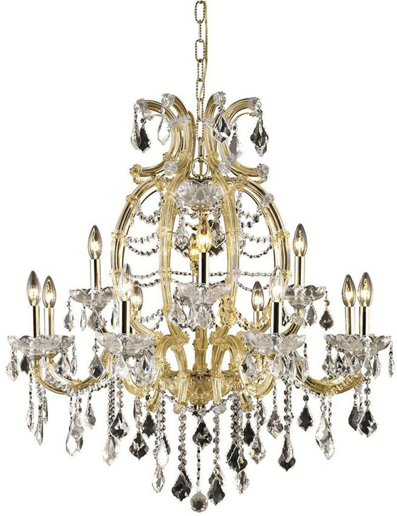 C121-2800D33G/EC By Elegant Lighting - Maria Theresa Collection Gold Finish 12 Lights Dining Room