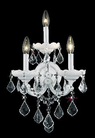 C121-2800W3WH/RC By Elegant Lighting Maria Theresa Collection 3 Light Wall Sconces White Finish