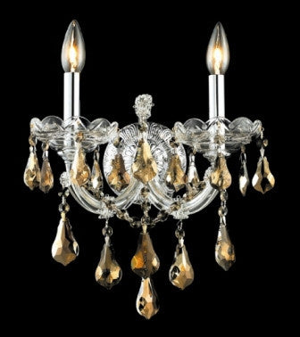 C121-2801W2C-GT By Regency Lighting-Maria Theresa Collection Chrome Finish 2 Lights Wall Sconce