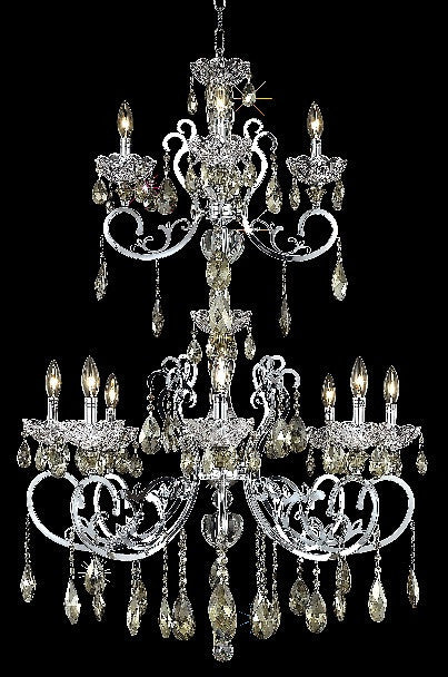 C121-2830G48C-GT/RC By Elegant Lighting Aria Collection 12 Light Chandeliers Chrome Finish