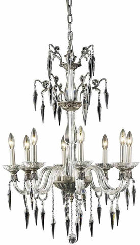 C121-5808D25PW/EC By Elegant Lighting - Grande Collection PEWTER Finish 8 Lights Dining Room