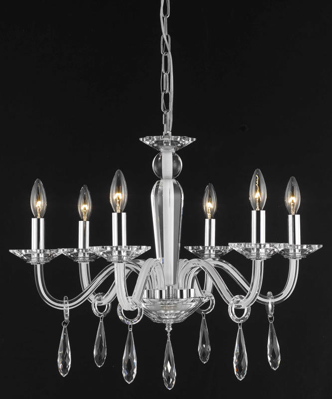 C121-6906D23WH/EC By Elegant Lighting Avalon Collection 6 Light Chandeliers White Finish