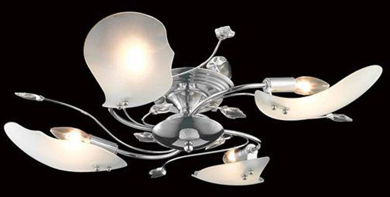 C121-7444F26C/EC By Elegant Lighting - Petal Collection Chrome Finish 4 Lights Flush Mount