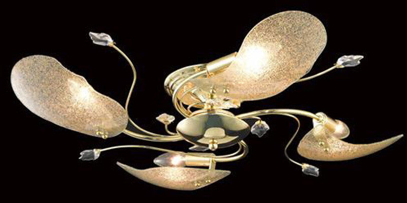 C121-7444F26G/EC By Elegant Lighting - Petal Collection Gold Finish 4 Lights Flush Mount