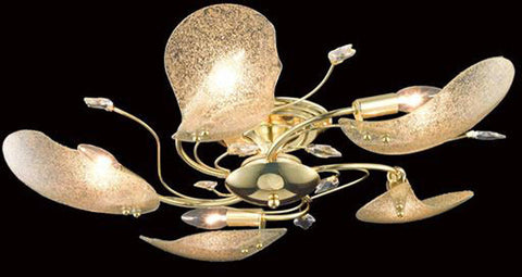 C121-7445F26G/EC By Elegant Lighting - Petal Collection Gold Finish 5 Lights Flush Mount