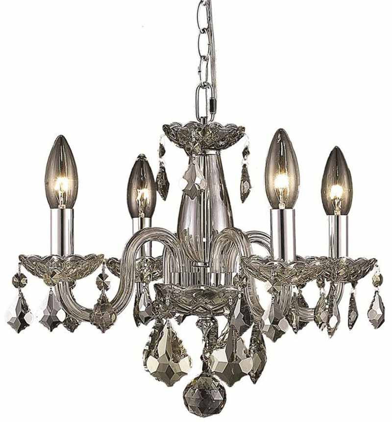 C121-7804D15GT-GT/RC+SH By Elegant Lighting Rococo Collection 4 Light Dining Room Golden Teak Finish