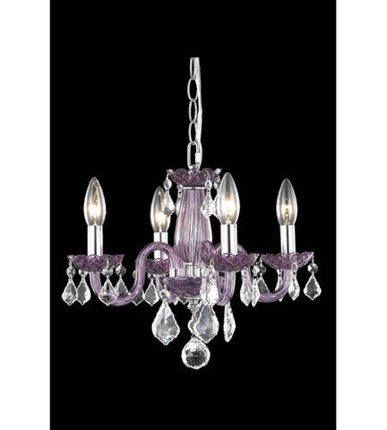 C121-7804D15PE/RC+SH By Elegant Lighting Rococo Collection 4 Light Dining Room Purple Finish