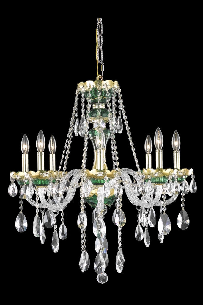 C121-7810D26GN/RC By Elegant Lighting Alexandria Collection 8 Light Chandeliers Green Finish
