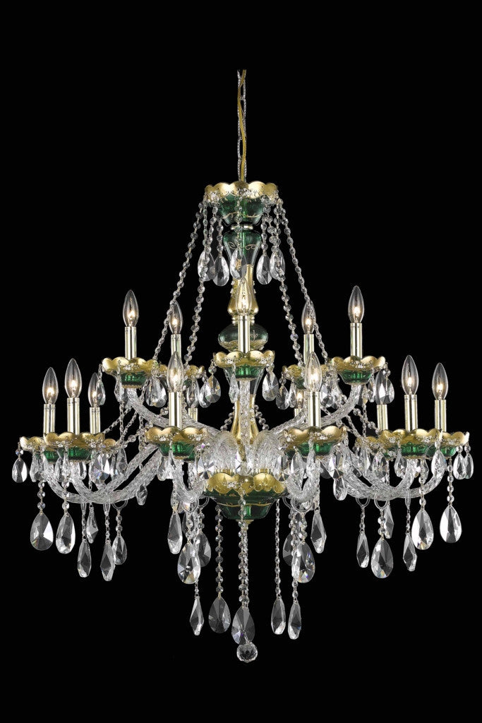 ZC121-7810G35GN/EC By Regency Lighting Alexandria Collection 15 Light Chandeliers Green Finish