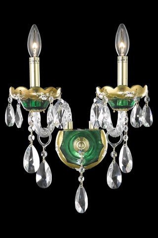 C121-7810W2GN/RC By Elegant Lighting Alexandria Collection 2 Light Chandeliers Green Finish