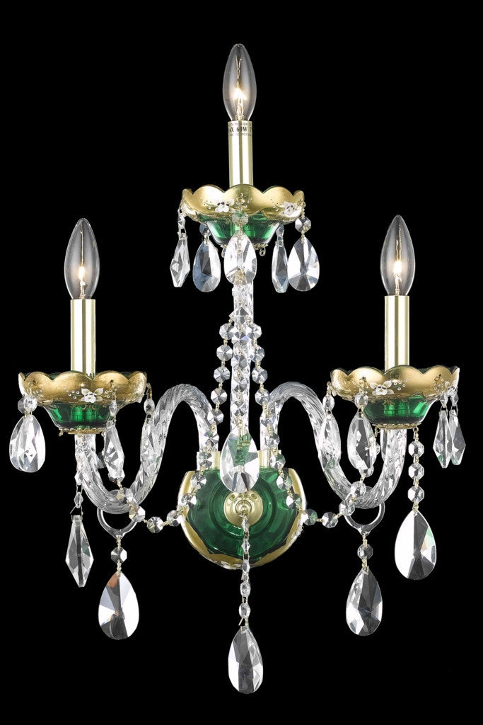 C121-7810W3GN/RC By Elegant Lighting Alexandria Collection 3 Light Chandeliers Green Finish