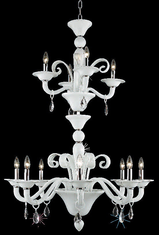 C121-7812G36WH/RC By Elegant Lighting Muse Collection 12 Light Chandeliers White Finish