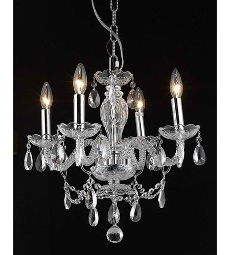 C121-7834D17C/RC+SH By Elegant Lighting Princeton Collection 4 Light Pendant Chrome Finish