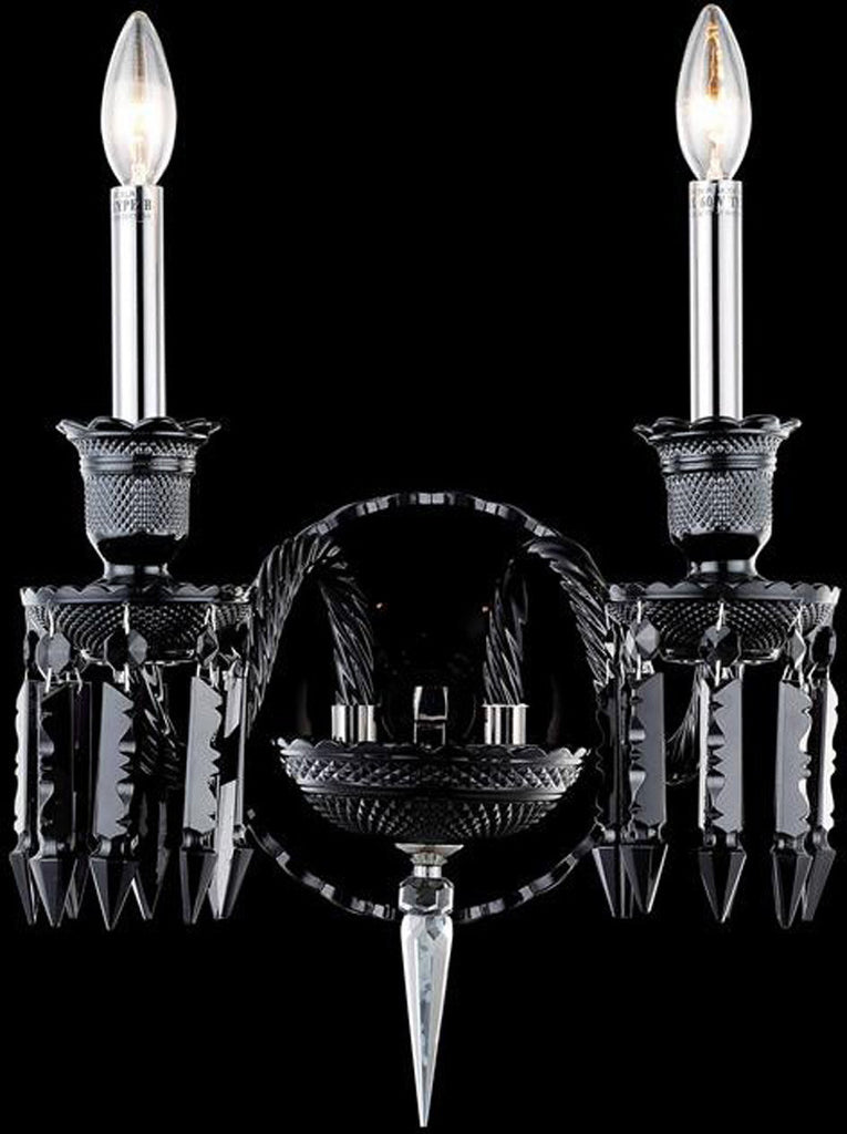 C121-8902W20B-JT/EC By Elegant Lighting - Majestic Collection Black Finish 2 Lights Wall Sconce