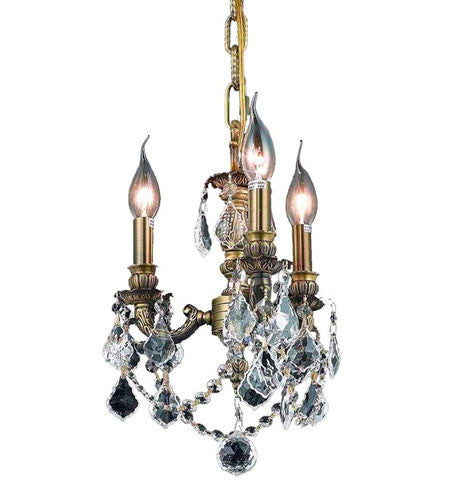 C121-9103D10AB-GT/RC By Elegant Lighting Lille Collection 3 Light Pendant Antique Bronze Finish