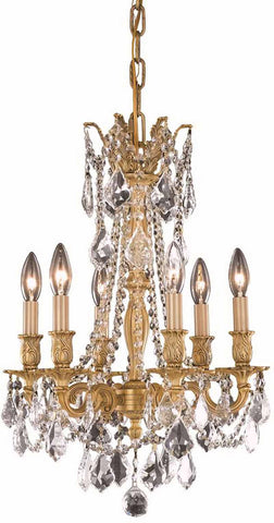 C121-9206D16FG/RC By Elegant Lighting Rosalia Collection 6 Light Pendant French Gold Finish