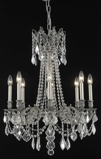 C121-9208D24PW/RC By Elegant Lighting Rosalia Collection 8 Light Chandeliers Pewter Finish