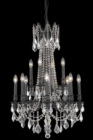 C121-9212D24DB/RC By Elegant Lighting Rosalia Collection 12 Light Chandeliers Dark Bronze Finish