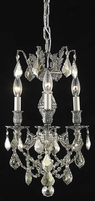 C121-9503D13PW-GT/RC By Elegant Lighting Marseille Collection 3 Light Chandeliers Pewter Finish